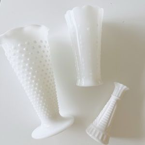 Vintage Milk Glass Vases (Set of 3)